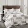 Lush Decor Greenville Reversible Cotton Quilt Queen Size 3 Piece Set FullQueen Taupe Cozy Cotton Bedding Set Queen Quilt Patchwork Quilts Farmhouse