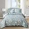 Junsey Beach Quilts Set Twin Size Ocean Theme Bedspreads3 Pcs Seashell Conch Starfish Coverlet Set Lightweight Reversible Bedding with Pillow ShamsBlue