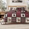 Great Bay Home Lodge Quilt Set 3Piece FullQueen Size Rustic Bedding Set Lightweight AllSeason Reversible Bedspread RedBlack