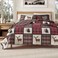 Great Bay Home Lodge Quilt Set 3Piece FullQueen Size Rustic Bedding Set Lightweight AllSeason Reversible Bedspread RedBlack