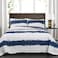 Lush Decor Jane Shibori Reversible Cotton Quilt King Size 3 Piece Set Navy Blue Bedding Set King Quilt Blue Quilts Modern Decor