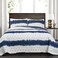 Lush Decor Jane Shibori Reversible Cotton Quilt King Size 3 Piece Set Navy Blue Bedding Set King Quilt Blue Quilts Modern Decor