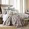 Levtex Home Angelica Reversible KingCal King Quilt Set 106x92in and 2 Pillow Shams 36x20 Bedding Blue Grey Coral Cotton King Size Quilt Bedding Set Lightweight Soft PreWashed