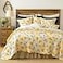 DaDa Bedding Botanical Floral Bedspread Quilt Yellow Fleur Golden Yellow Spring Time Tulips Quilted Coverlet Set Scalloped Edges Bright Vibrant Ivory Cream King Size 3Pieces