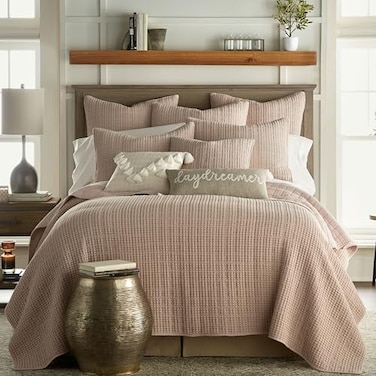 Levtex Home Mills Waffle FullQueen Quilt Set 88x92in with 2 Pillow Shams 26x20in Blush Cotton Waffle FullQueen Size Quilt Bedding Set Lightweight Soft PreWashed