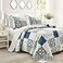 Lush Decor Monique Reversible Cotton Quilt Queen Size 3 Piece Set FullQueen Navy Mustard Blue Bedding Set Queen Quilt Patchwork Quilts Boho