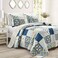 Lush Decor Monique Reversible Cotton Quilt Queen Size 3 Piece Set FullQueen Navy Mustard Blue Bedding Set Queen Quilt Patchwork Quilts Boho