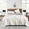 HORIMOTE HOME Quilt Set King Size StoneWashed Chic Rustic Cream White Coverlet with Classic Triangle Stitched Pattern Ultra Soft Lightweight Quilted Bedspread for All Season 3 Pieces