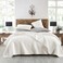 HORIMOTE HOME Quilt Set King Size StoneWashed Chic Rustic Cream White Coverlet with Classic Triangle Stitched Pattern Ultra Soft Lightweight Quilted Bedspread for All Season 3 Pieces