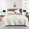 HORIMOTE HOME Quilt Set King Size StoneWashed Chic Rustic Cream White Coverlet with Classic Triangle Stitched Pattern Ultra Soft Lightweight Quilted Bedspread for All Season 3 Pieces
