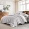 HORIMOTE HOME 100 Cotton Quilt Set King Size Light Grey PreWashed Bedspread Coverlet Set Cozy Lightweight Stitching Decorative Bedding Cover with 2 Shams in Geometric Pattern for All Season