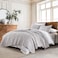 HORIMOTE HOME 100 Cotton Quilt Set Queen Size Light Grey PreWashed Bedspread Coverlet Set Cozy Lightweight Stitching Decorative Bedding Cover with 2 Shams in Geometric Pattern for All Season