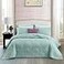 CHIXIN Botanical Cotton Quilt King Size Real Stitching Leaf Pattern Quilted Bedspread Coverlet Set Ultra Soft Lightweight Reversible 3 Piece Light Green