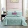 CHIXIN Botanical Cotton Quilt King Size Real Stitching Leaf Pattern Quilted Bedspread Coverlet Set Ultra Soft Lightweight Reversible 3 Piece Light Green