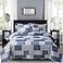 CHESITY King Quilt Set King Size Plaid Bedding Sets 3Piece Navy Blue Reversible Lightweight Stripe Grid Coverlet Bedspread Patchwork Soft Quilt for Bed 96 x 108