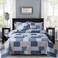 CHESITY King Quilt Set King Size Plaid Bedding Sets 3Piece Navy Blue Reversible Lightweight Stripe Grid Coverlet Bedspread Patchwork Soft Quilt for Bed 96 x 108