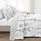 Lush Decor Paris Bonjour Reversible Cotton 3 Piece Quilt Set King Black White