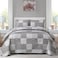 Mybedsoul Grey Boho Quilt Set Queen Size3 Pieces Plaid Floral Bedspread Coverlet Set for All SeasonPatchwork Reversible Bedding Set Queen 90x96