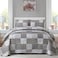 Mybedsoul Grey Boho Quilt Set Queen Size3 Pieces Plaid Floral Bedspread Coverlet Set for All SeasonPatchwork Reversible Bedding Set Queen 90x96