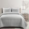 Lush Decor Hygge Geo Pattern Striped 3 Piece Quilt Bedding Set FullQueen Light Gray