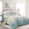 Lush Decor Boho Chic Reversible Cotton Quilt 3Piece Set Full Queen Seafoam Red Bright Paisley Print Vibrant Colorful Bohemian Bedding Set