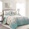 Lush Decor Boho Chic Reversible Cotton Quilt 3Piece Set Full Queen Seafoam Red Bright Paisley Print Vibrant Colorful Bohemian Bedding Set