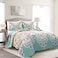 Lush Decor Boho Chic Reversible Cotton Quilt 3Piece Set Full Queen Seafoam Red Bright Paisley Print Vibrant Colorful Bohemian Bedding Set