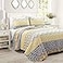 Lush Decor Bohemian Stripe Reversible Cotton Quilt Set 3 Piece Set Full Queen Yellow Gray Striped Bedding Set Yellow Quilts Queen Size Boho Decor