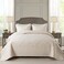 NEWLAKE Quilt Bedspread Set Beige Jacquard Embossed Floral Pattern Reversible Embroidered Microfiber Coverlet Sets Queen Size