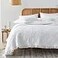 HORIMOTE HOME White Ruffled Quilt Queen Size StoneWashed Microfiber Lightweight Crinkled Farmhouse Rustic Shabby Chic Bedding Set 3 Pieces Reversible Bedspread with Pillow Shams for All Season