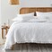 HORIMOTE HOME White Ruffled Quilt Queen Size StoneWashed Microfiber Lightweight Crinkled Farmhouse Rustic Shabby Chic Bedding Set 3 Pieces Reversible Bedspread with Pillow Shams for All Season