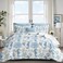 weesire Coastal Bedding Queen Size Coastal Quilt with 2 Shams Nautical Beach Comforter Sets Ocean Bedspreads Blue Seahorse Coverlet Summer Bedding 90x96