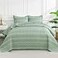 Andency Sage Green Quilts Queen Size 3 Pieces Queen Quilt Bedding Set Boho Lightweight Soft Striped Bedspread for All Season 90x96 Printed Bohemian Polyester Reversible Coverlet Comoforter Sets