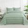 Andency Sage Green Quilts Queen Size 3 Pieces Queen Quilt Bedding Set Boho Lightweight Soft Striped Bedspread for All Season 90x96 Printed Bohemian Polyester Reversible Coverlet Comoforter Sets