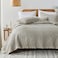 HORIMOTE HOME Beige Ruffled Quilt King Size StoneWashed Microfiber Lightweight Crinkled Farmhouse Rustic Shabby Chic Bedding Set 3 Pieces Reversible Bedspread with Pillow Shams for All Season