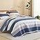 Litanika Quilt King Size Mineral Blue Stripe Patchwork Summer Bedspread Coverlet 3 Pieces Soft Lightweight Polyester Quilted Bedding Set for All Season1 Quilt 2 Pillowcases