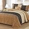 Cottolester Fall Quilt Set Queen Size 3 PiecesBrown Striped BedspreadBoho Plaid Bedding Set Soft Microfiber Quilt with 2 Pillow Shams 96x90