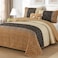 Cottolester Fall Quilt Set Queen Size 3 PiecesBrown Striped BedspreadBoho Plaid Bedding Set Soft Microfiber Quilt with 2 Pillow Shams 96x90