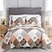 Dinjoy Floral Plaid Patchwork Quilt Set Twin Size Reversible Brown Bedding Set Soft Microfiber Lightweight Bedspread Coverlet 3 Piece Summer Fall Autumn Use 68x86 inches