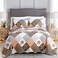 Dinjoy Floral Plaid Patchwork Quilt Set Twin Size Reversible Brown Bedding Set Soft Microfiber Lightweight Bedspread Coverlet 3 Piece Summer Fall Autumn Use 68x86 inches