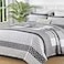 WONGS BEDDING Grey Quilt Twin Size Bohemian Stripe Quilt Sets 2 Pieces Gray Boho Quilted Bedspread Set Lightweight Microfiber Coverlet Bedding Set All Season 6886