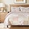 Soul &amp; Soul Lane Blush Bloom Cotton Quilt Set Queen Size with 2 Shams Floral Patchwork Quilted Comforter Lightweight Country Pieced Bedspread in Blush and Pink Roses Patch Work Bedding