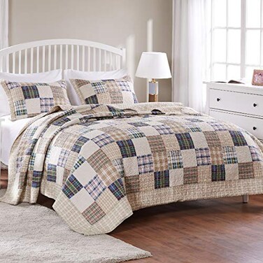 Greenland Home Oxford Quilt Set FullQueen Multicolor 3 Piece