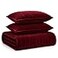 Tribeca Living Luxury Velvet Quilt Queen Size Set 260GSM UltraSoft Oversized Velvet Bedspread Comforter Set with 2 Shams in Florence Burgundy