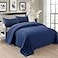 EMME Quilts King Size Bedding Sets Navy Blue Bedspread Soft Lightweight PreWashed Quilt 3 Piece Cozy Reversible Microfiber Coverlet with Pillow Sham Square Pattern106x96
