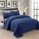 EMME Quilts King Size Bedding Sets Navy Blue Bedspread Soft Lightweight PreWashed Quilt 3 Piece Cozy Reversible Microfiber Coverlet with Pillow Sham Square Pattern106x96