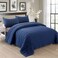 EMME Quilts King Size Bedding Sets Navy Blue Bedspread Soft Lightweight PreWashed Quilt 3 Piece Cozy Reversible Microfiber Coverlet with Pillow Sham Square Pattern106x96