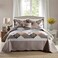 NEWLAKE Quilt Bedspread SetsCheckered Floral Reversible Coverlet SetQueen Size