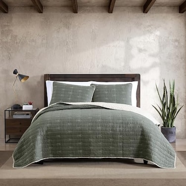 Eddie Bauer Twin Quilt Set with Sham Reversible Cotton Bedding Lightweight AllSeason Dorm Room Essentials Troutdale Green