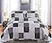 Jessy Home Morden Lightweight Queen Bedspread Floral Plaid Reversible Quilt Set Grey Black White Paisley Floral Pattern